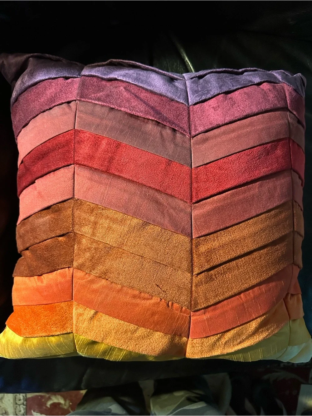 Vintage Pier 1 Retro Multi Color Sunset Chevron 18” x 18” Pillow